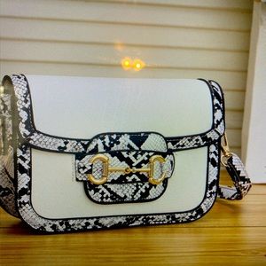 Cute white and black snake trim Crossbody absolutely adorable! Designer inspired